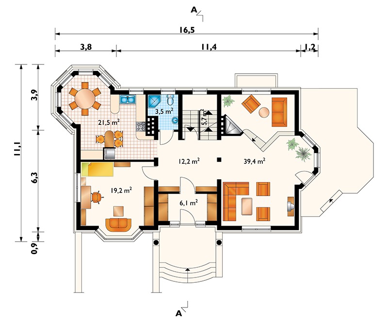 European Home Plan with Basement Garage and Dormers - 78609R - 3