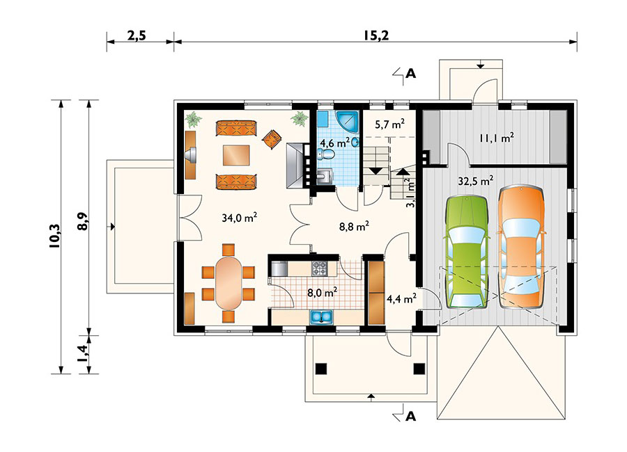 2100 Sq Ft House Plan with 5 Bedrooms and Home Office Upstairs - 53556R - 3