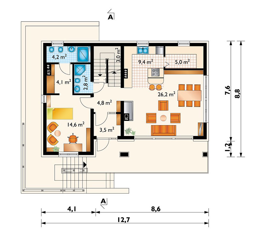 Sloped Lot House Plan with Walkout Basement and Garage