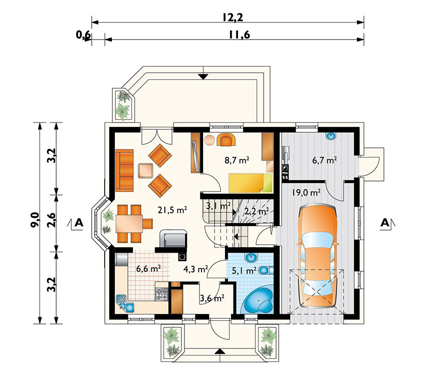 Floor Plan with 1-Car Front Entry Garage and In-Law Suite - 14556R - 3