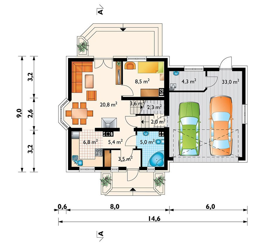 House Plan with Master Bedroom Suite Upstairs and Guest Suite - 42987R - 3