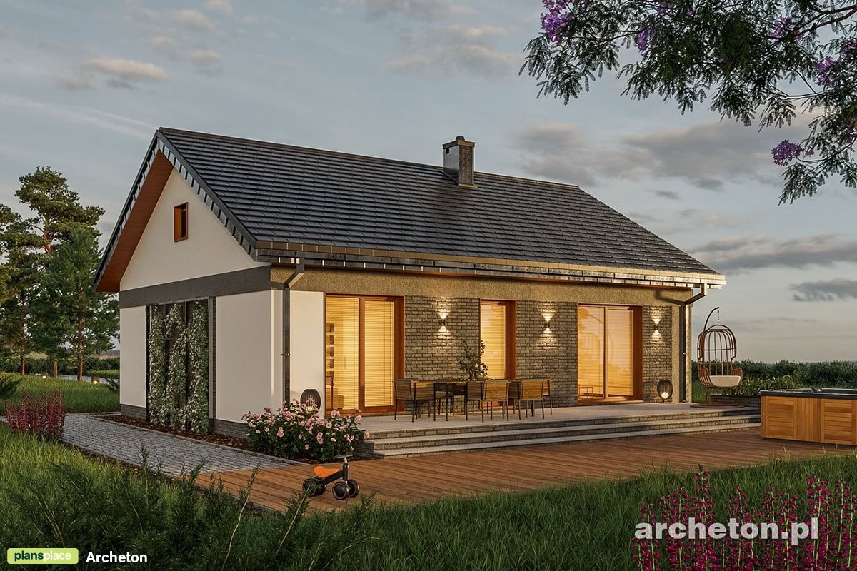 3-Bedroom, 900 Sq Ft European House Plan with Gable Roof - 28997R - 3