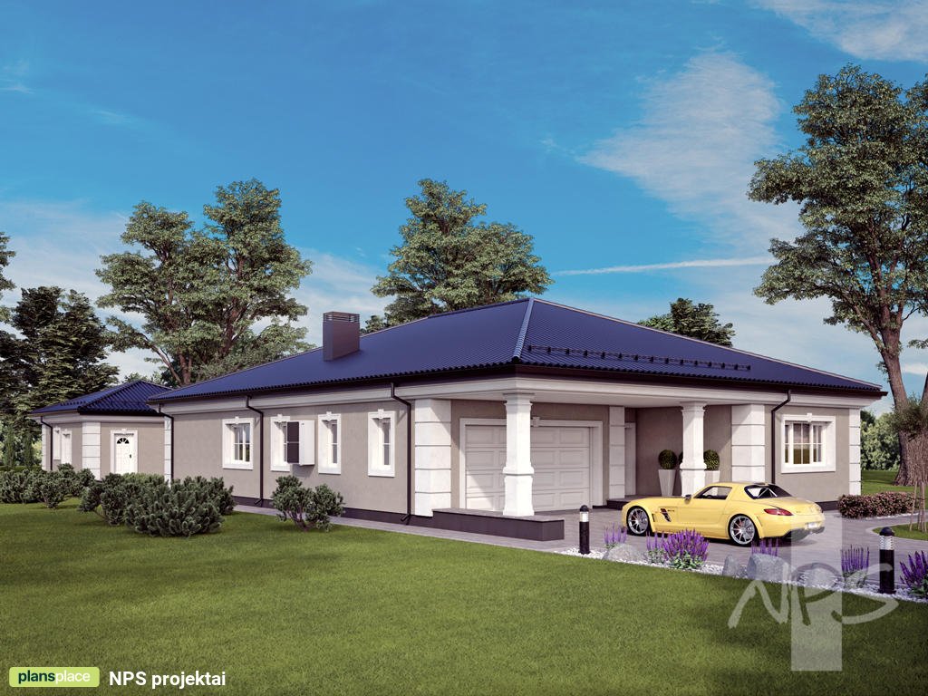 Single Story House Plan with 2-Car Garage and Home Office - 26700R