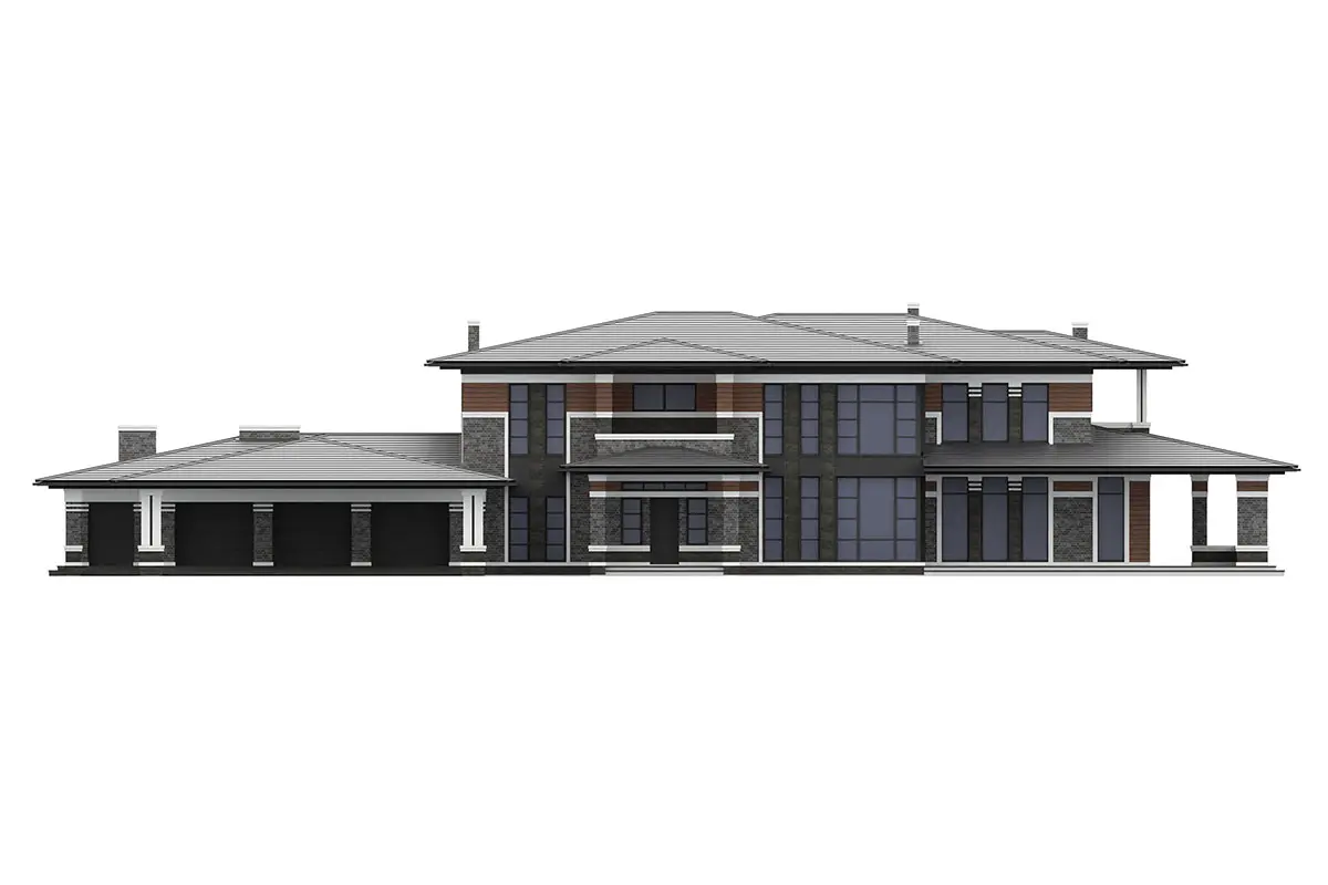 House Plan: 6373 ft², 2 Stories, 5 Beds, Home Office, 5 Baths, Open Floor Plan, 3-Car Garage