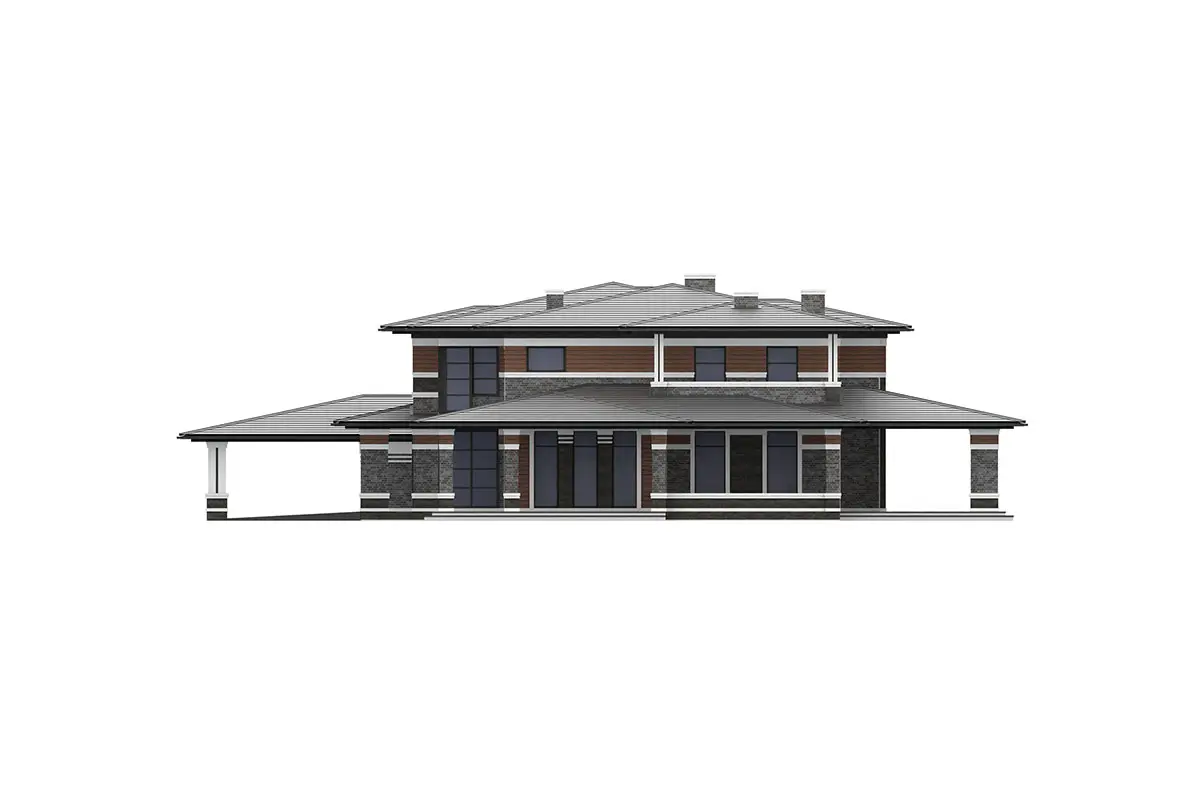 House Plan: 6373 ft², 2 Stories, 5 Beds, Home Office, 5 Baths, Open Floor Plan, 3-Car Garage