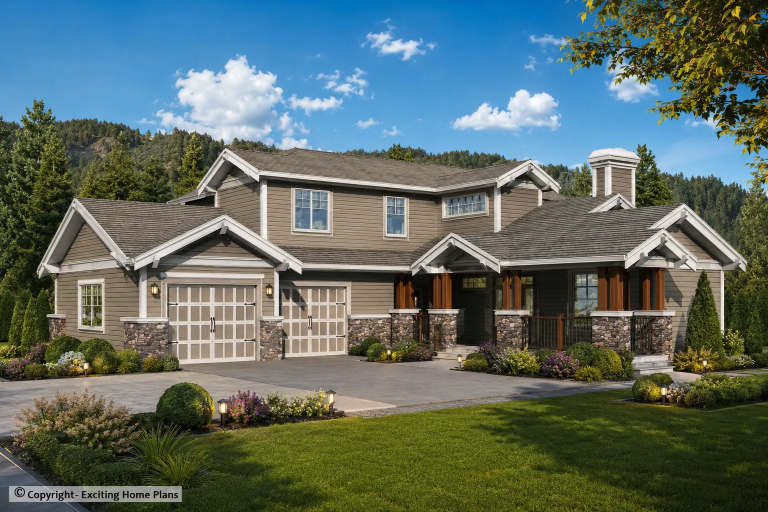 2-Story House Plan with Basement 2468 ft²: 5 Beds, Home Office, 3.5 Baths, Open Floor Plan, 2-Car Garage