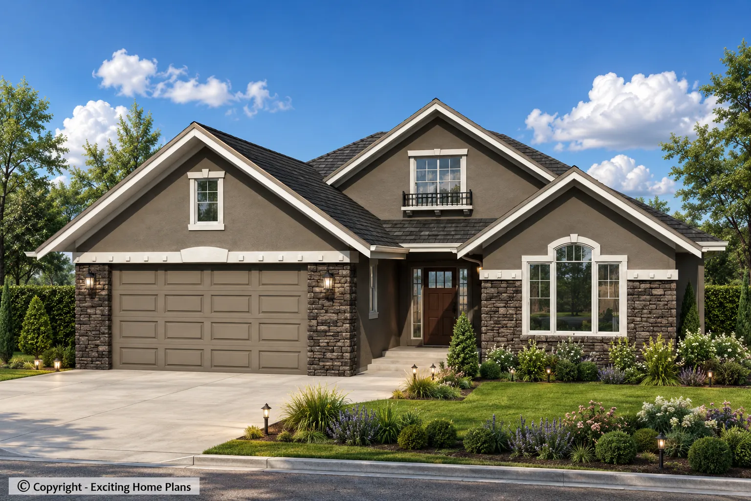 1-Story House Plan with Basement 1603 ft²: 3 Beds, Home Office, 3 Baths, Open Floor Plan, 2-Car Garage