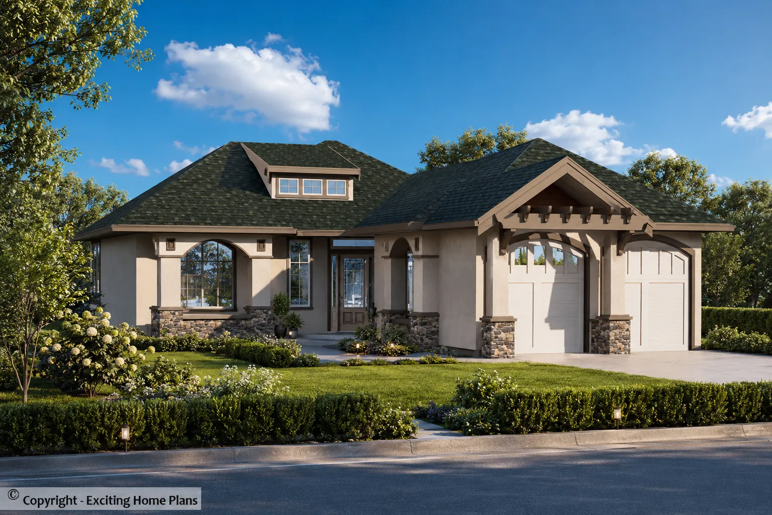 1-Story House Plan with Basement 1899 ft²: 3 Beds, Home Office, 4 Baths, Open Floor Plan, 2-Car Garage