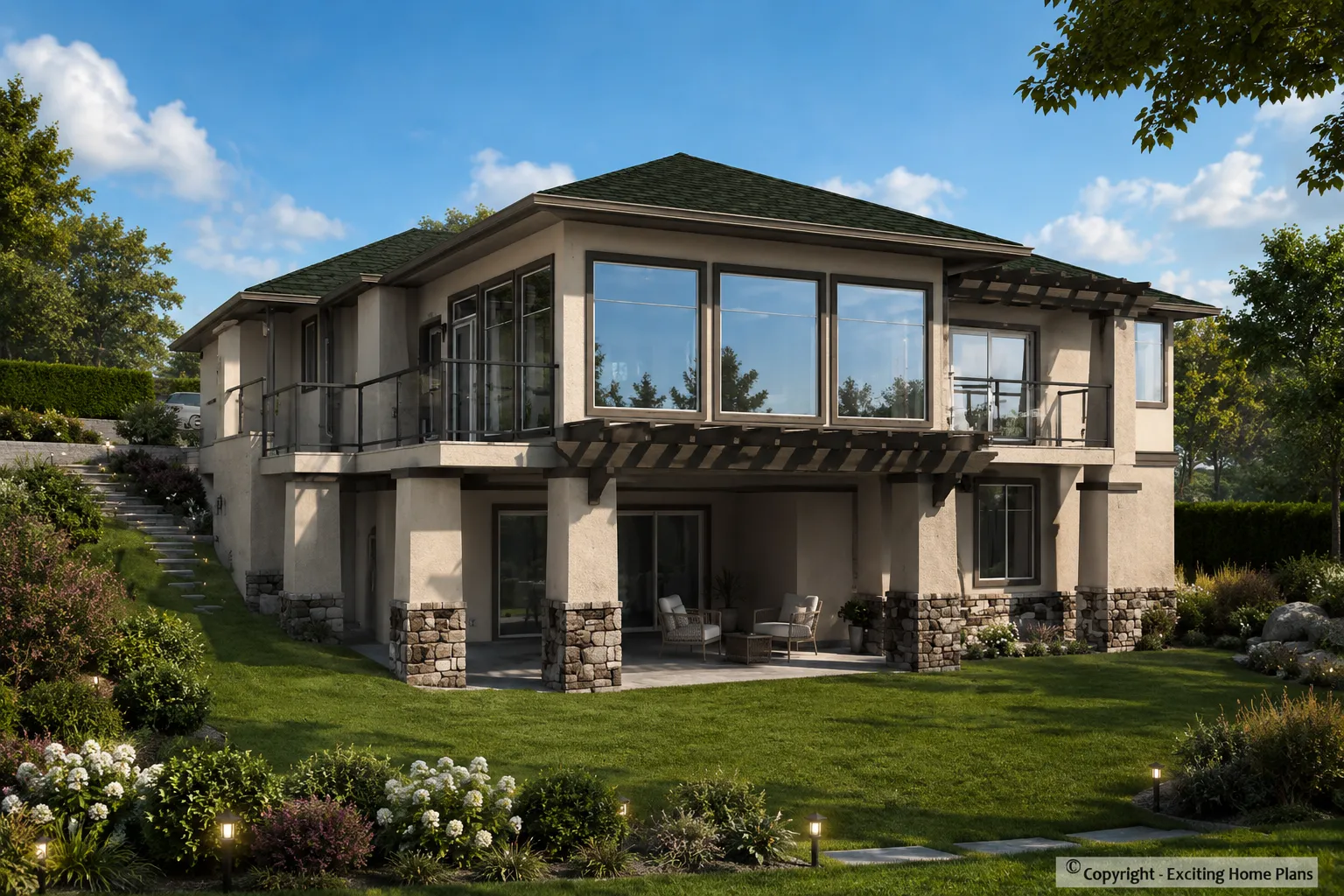 1-Story House Plan with Basement 1899 ft²: 3 Beds, Home Office, 4 Baths, Open Floor Plan, 2-Car Garage