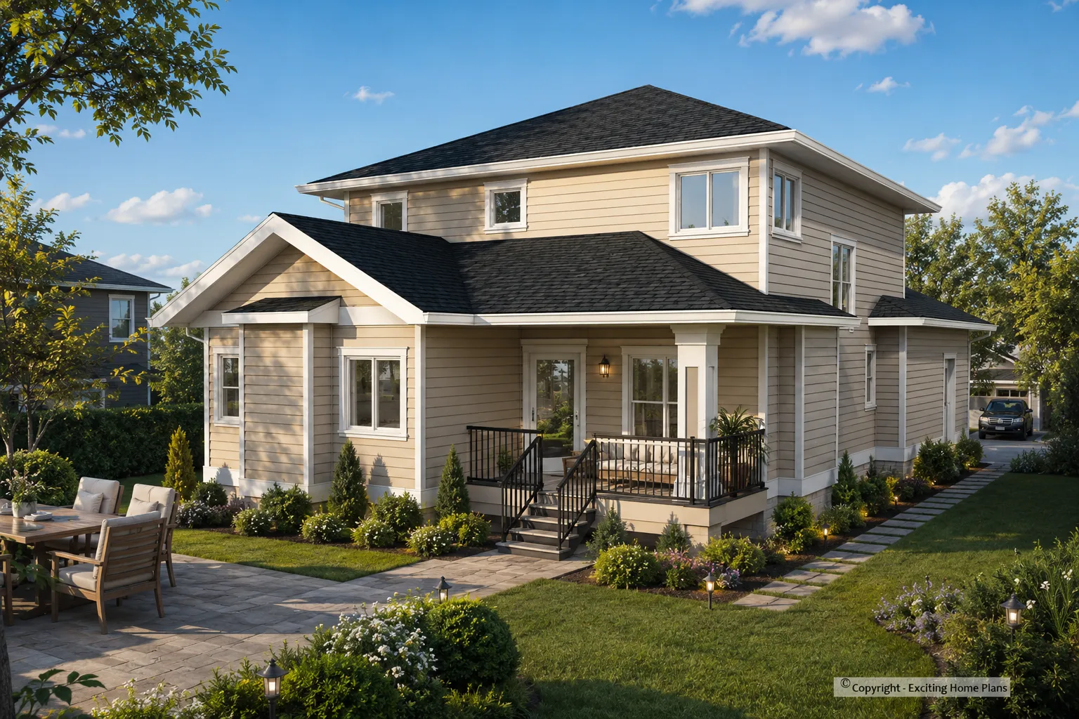 2-Story House Plan with Basement 1995 ft²: 3 Beds, Home Office, 3.5 Baths, Open Floor Plan, 2-Car Garage