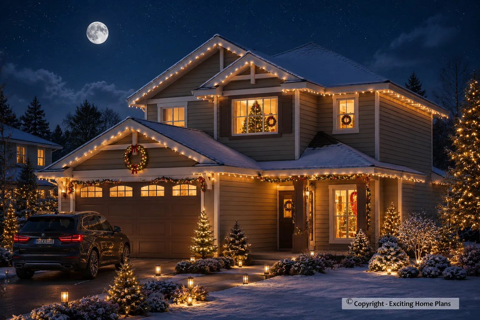 2-Story House Plan with Basement 1995 ft²: 3 Beds, Home Office, 3.5 Baths, Open Floor Plan, 2-Car Garage