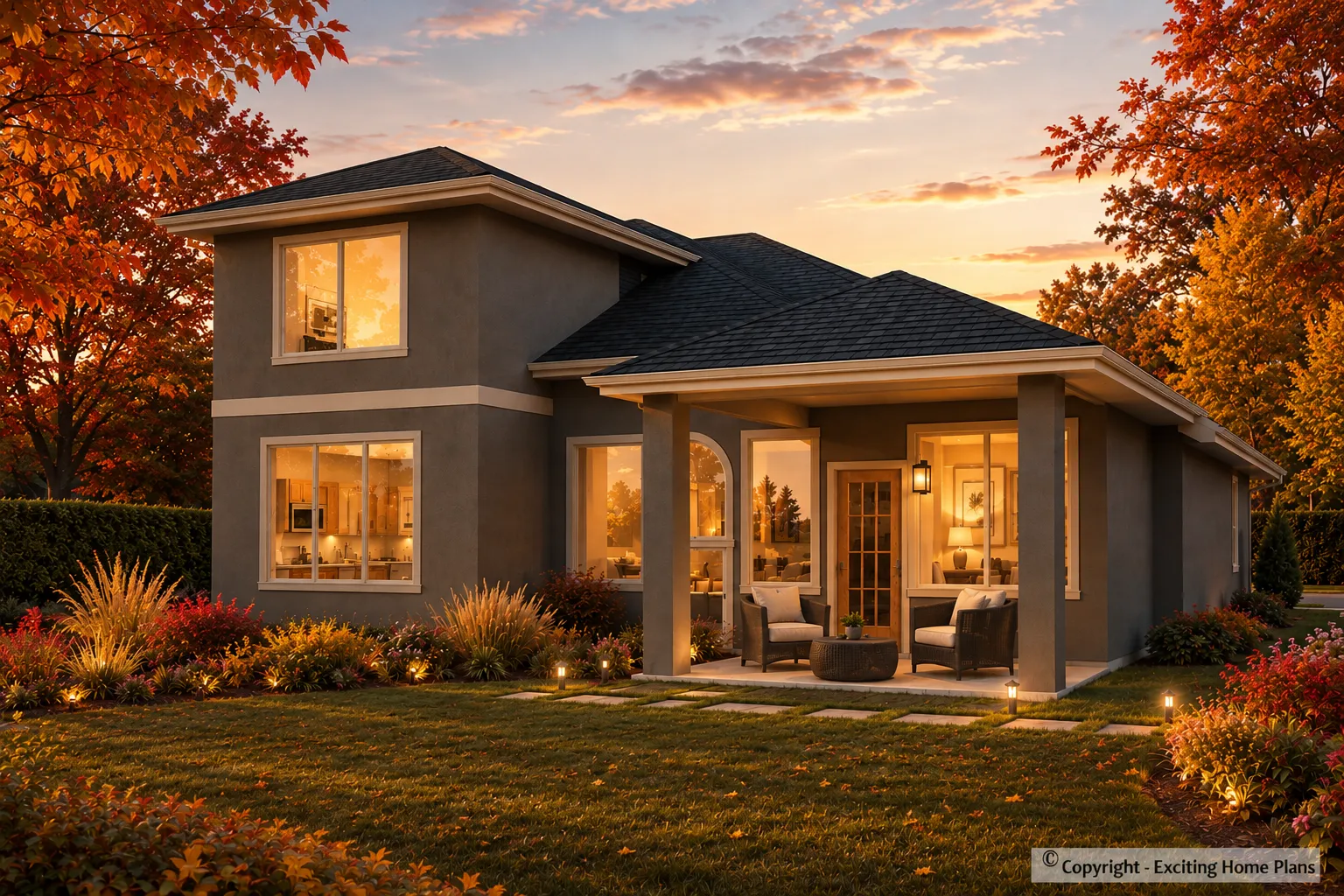 2-Story House Plan 2509 ft²: 3 Beds, Home Office, 3 Baths, Open Floor Plan, 2-Car Garage