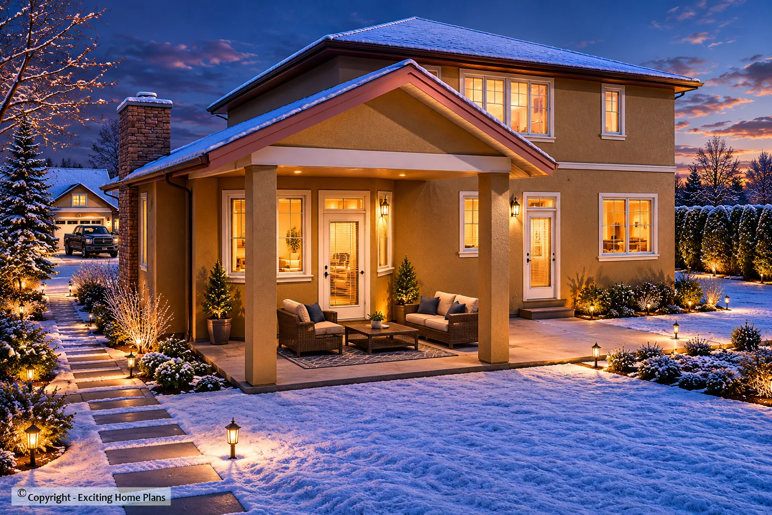 2-Story House Plan 1984 ft²: 4 Beds, Home Office, 2.5 Baths, 2-Car Garage