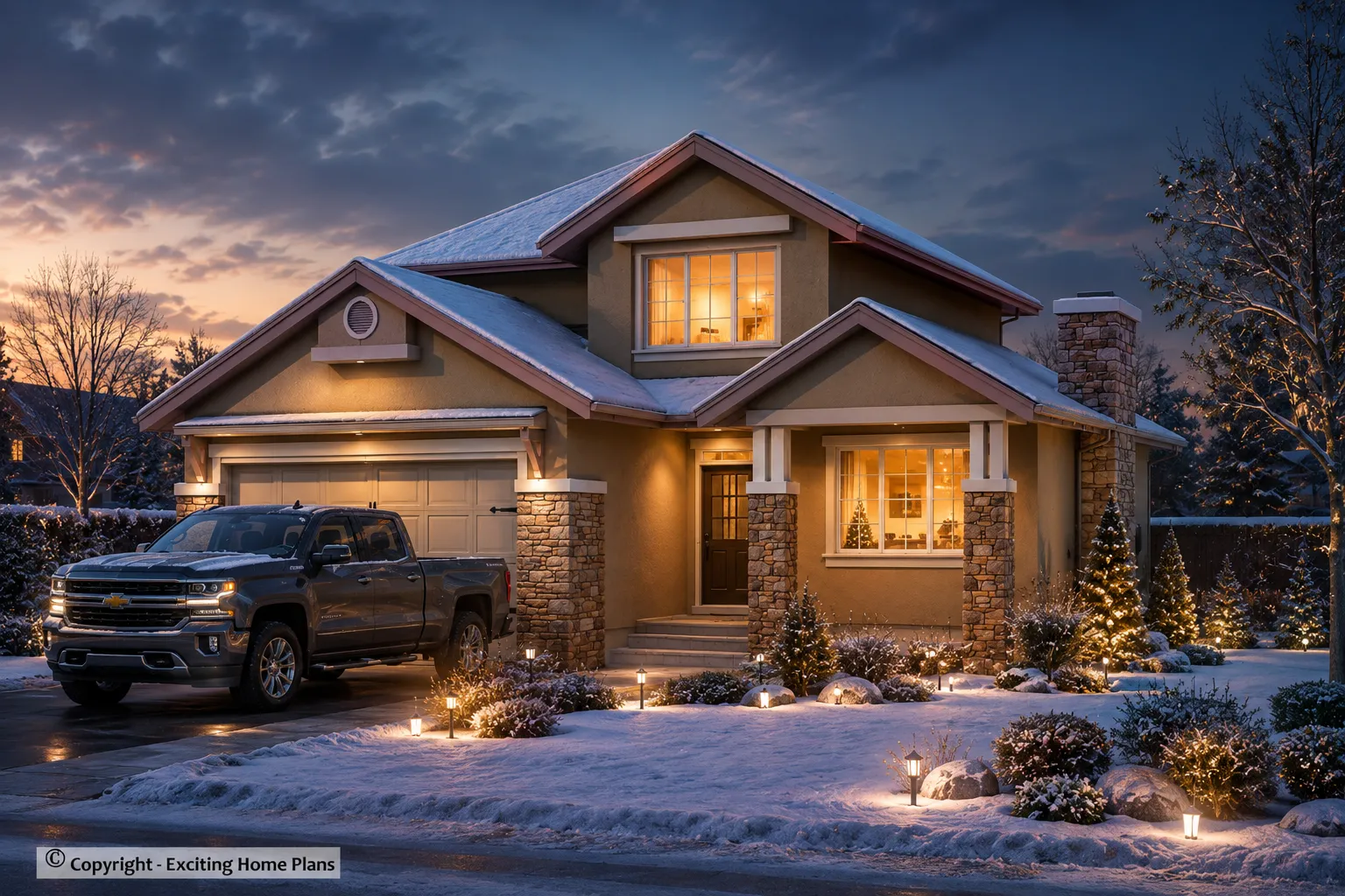 2-Story House Plan 1984 ft²: 4 Beds, Home Office, 2.5 Baths, 2-Car Garage