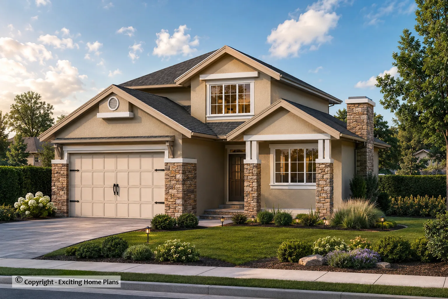 2-Story House Plan 1984 ft²: 4 Beds, Home Office, 2.5 Baths, 2-Car Garage