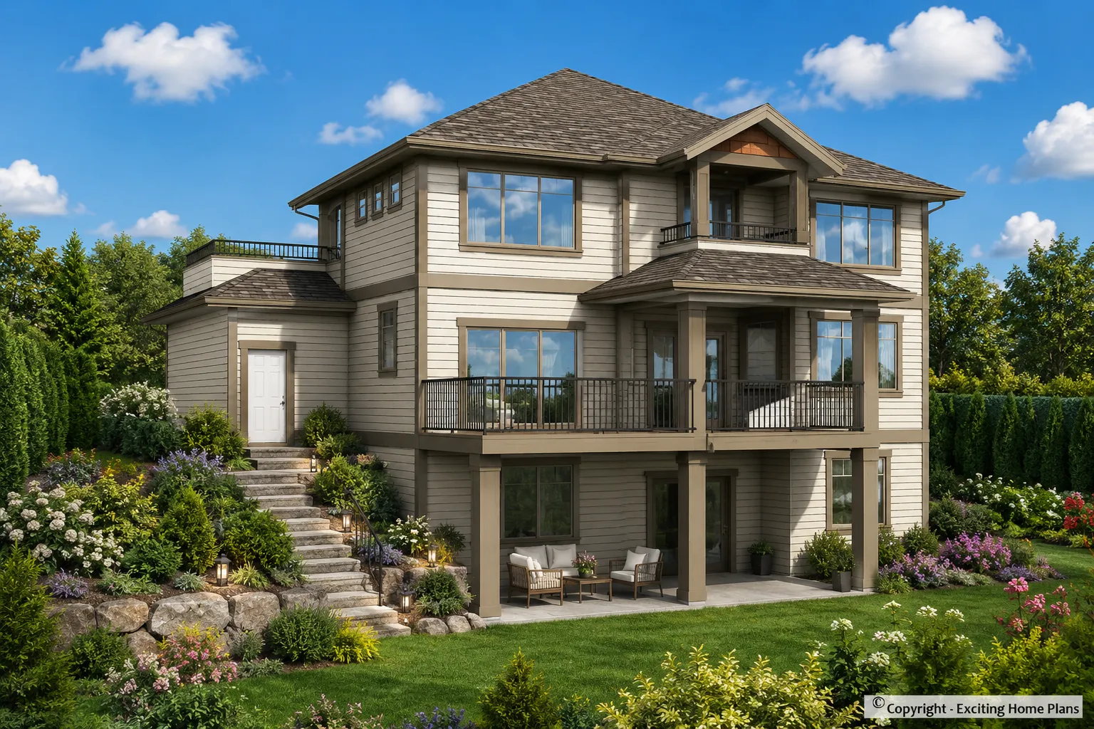 2-Story House Plan with Basement 2186 ft²: 5 Beds, 4.5 Baths, Open Floor Plan, 2-Car Garage