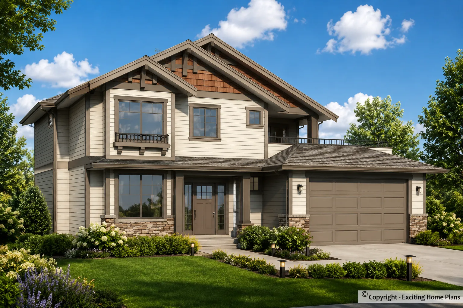 2-Story House Plan with Basement 2186 ft²: 5 Beds, 4.5 Baths, Open Floor Plan, 2-Car Garage