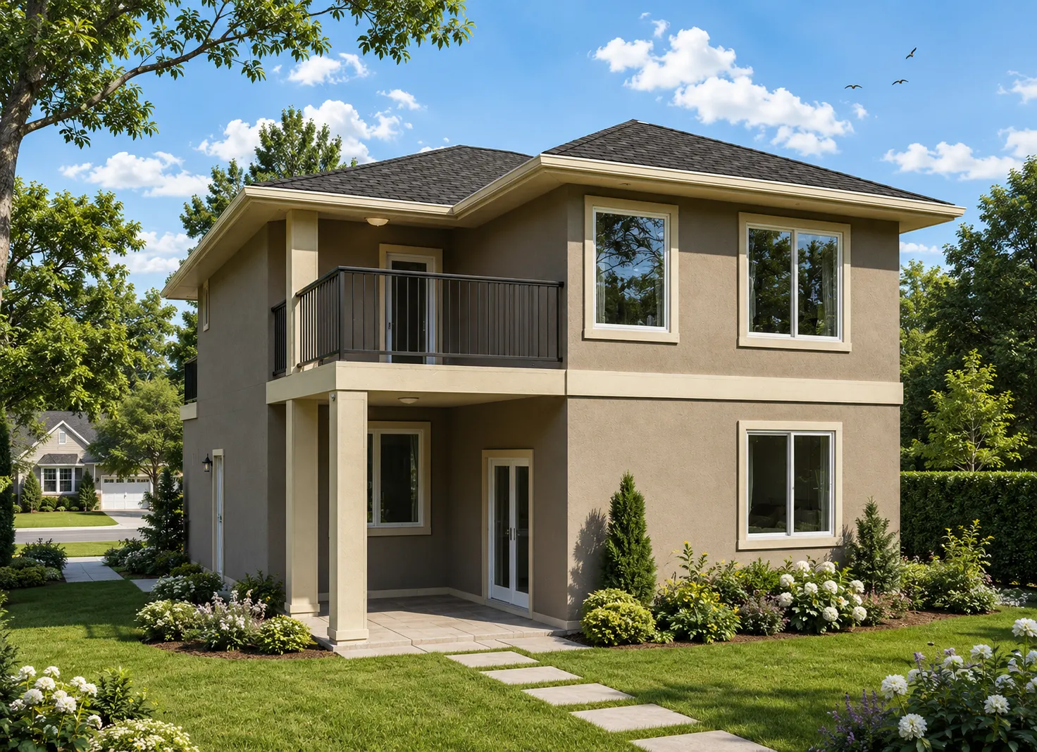 2-Story House Plan 2209 ft²: 4 Beds, Home Office, 3 Baths, Open Floor Plan, 2-Car Garage