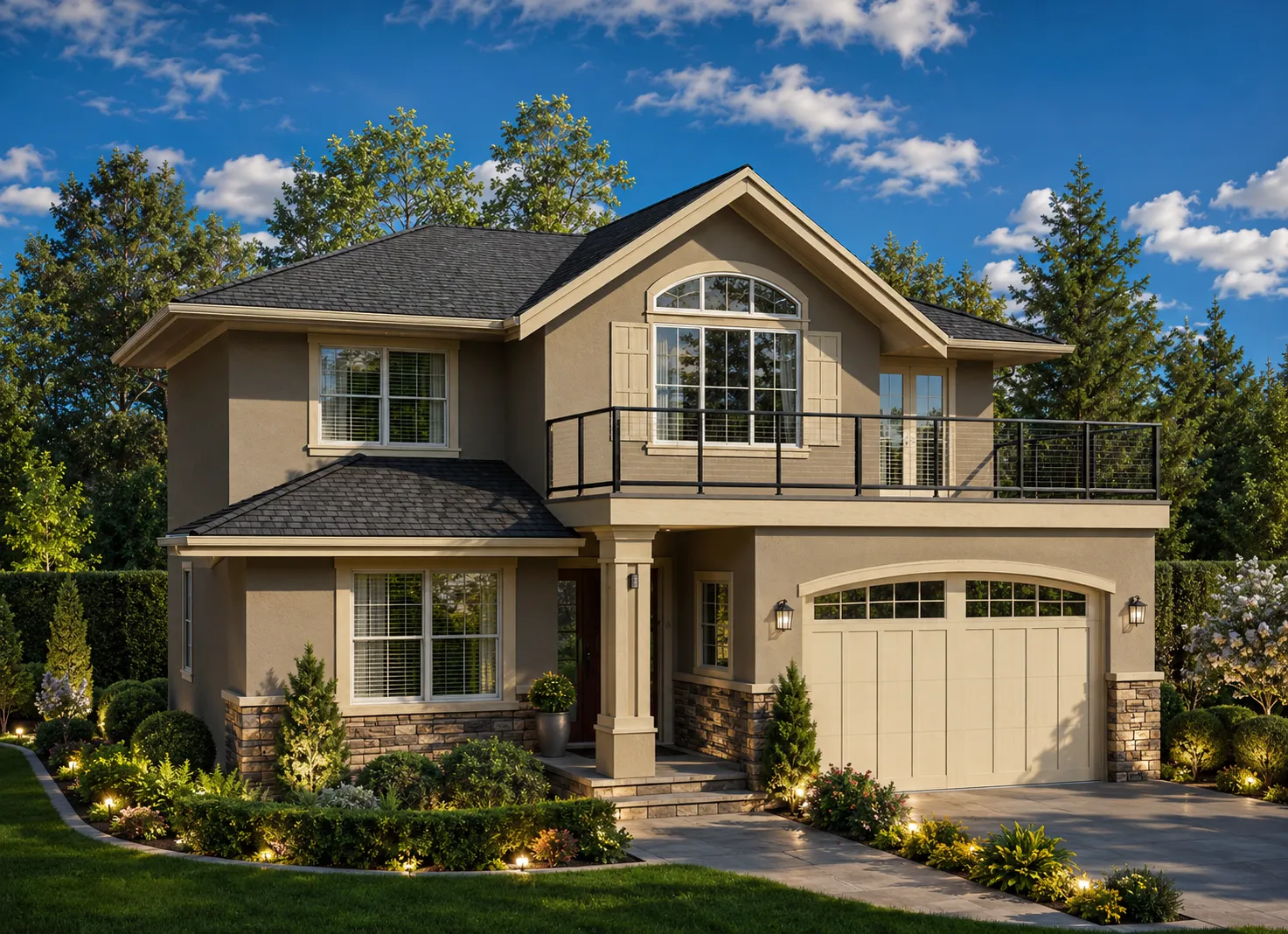 2-Story House Plan 2209 ft²: 4 Beds, Home Office, 3 Baths, Open Floor Plan, 2-Car Garage