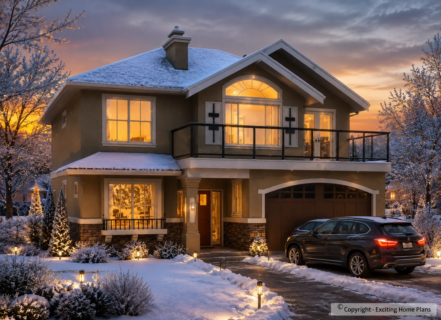 2-Story House Plan 2585 ft²: 4 Beds, Home Office, 3 Baths, Open Floor Plan, 2-Car Garage