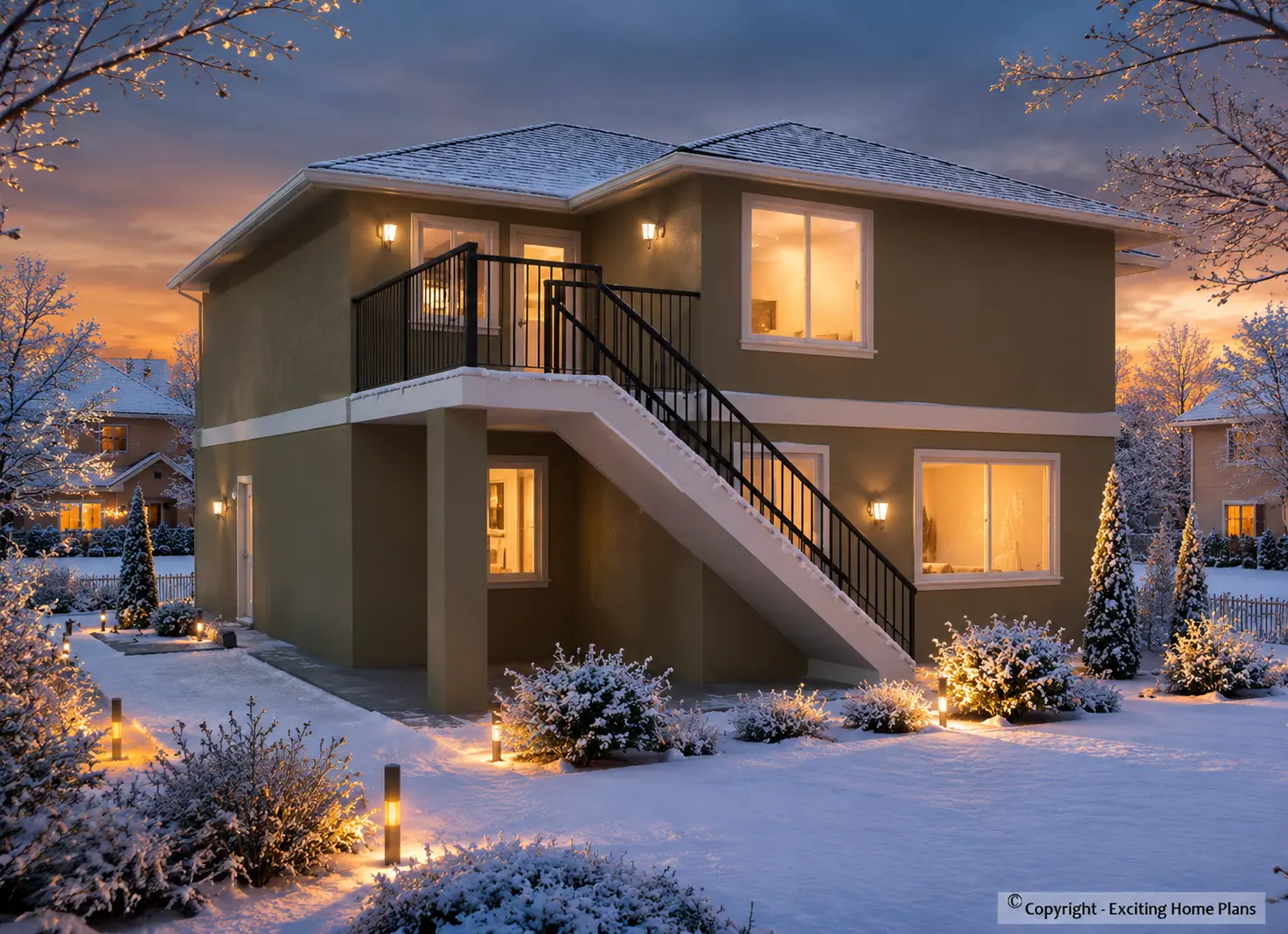 2-Story House Plan 2585 ft²: 4 Beds, Home Office, 3 Baths, Open Floor Plan, 2-Car Garage