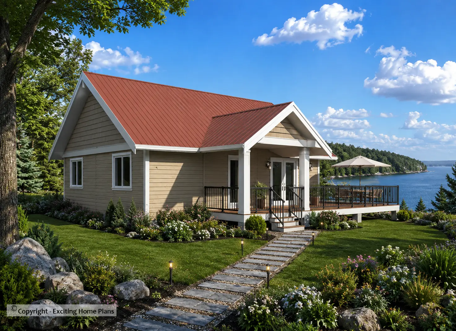 1-Story House Plan 975 ft²: 2 Beds, 1 Baths, Open Floor Plan, without Garage