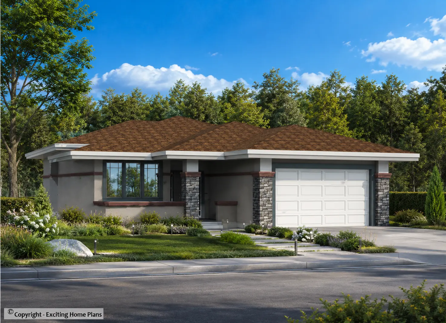 1-Story House Plan with Basement 1700 ft²: 5 Beds, 3 Baths, Open Floor Plan, 2-Car Garage