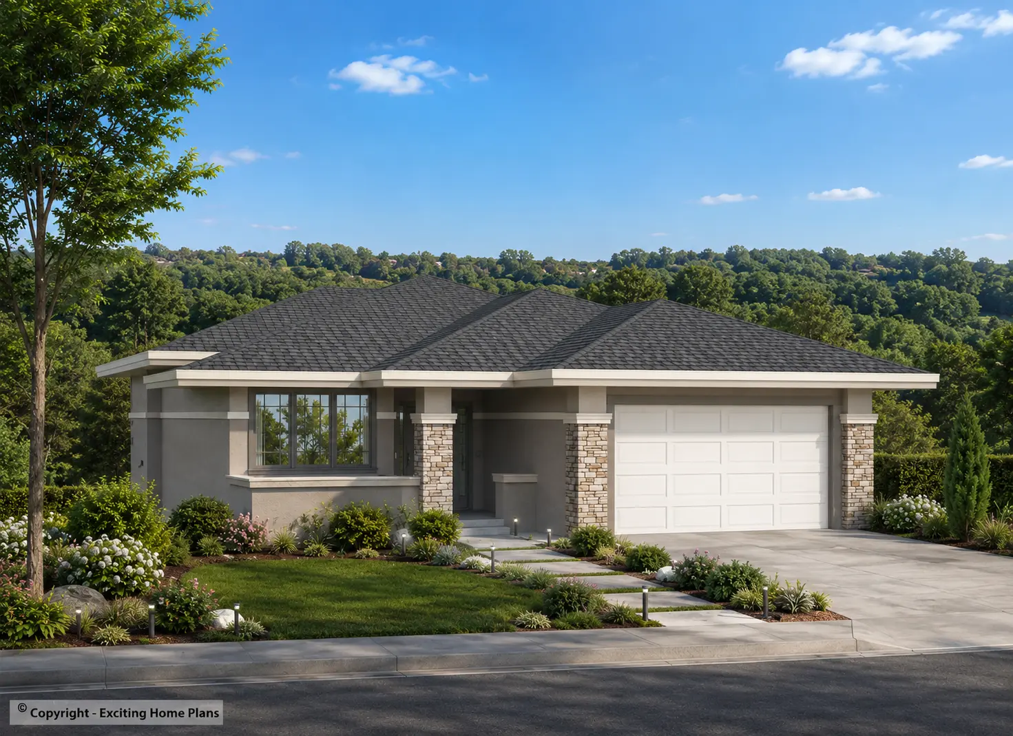 1-Story House Plan with Basement 1700 ft²: 5 Beds, 3 Baths, Open Floor Plan, 2-Car Garage