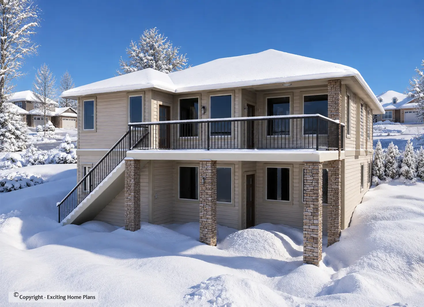 1-Story House Plan with Basement 1669 ft²: 4 Beds, Home Office, 3 Baths, Open Floor Plan, 2-Car Garage