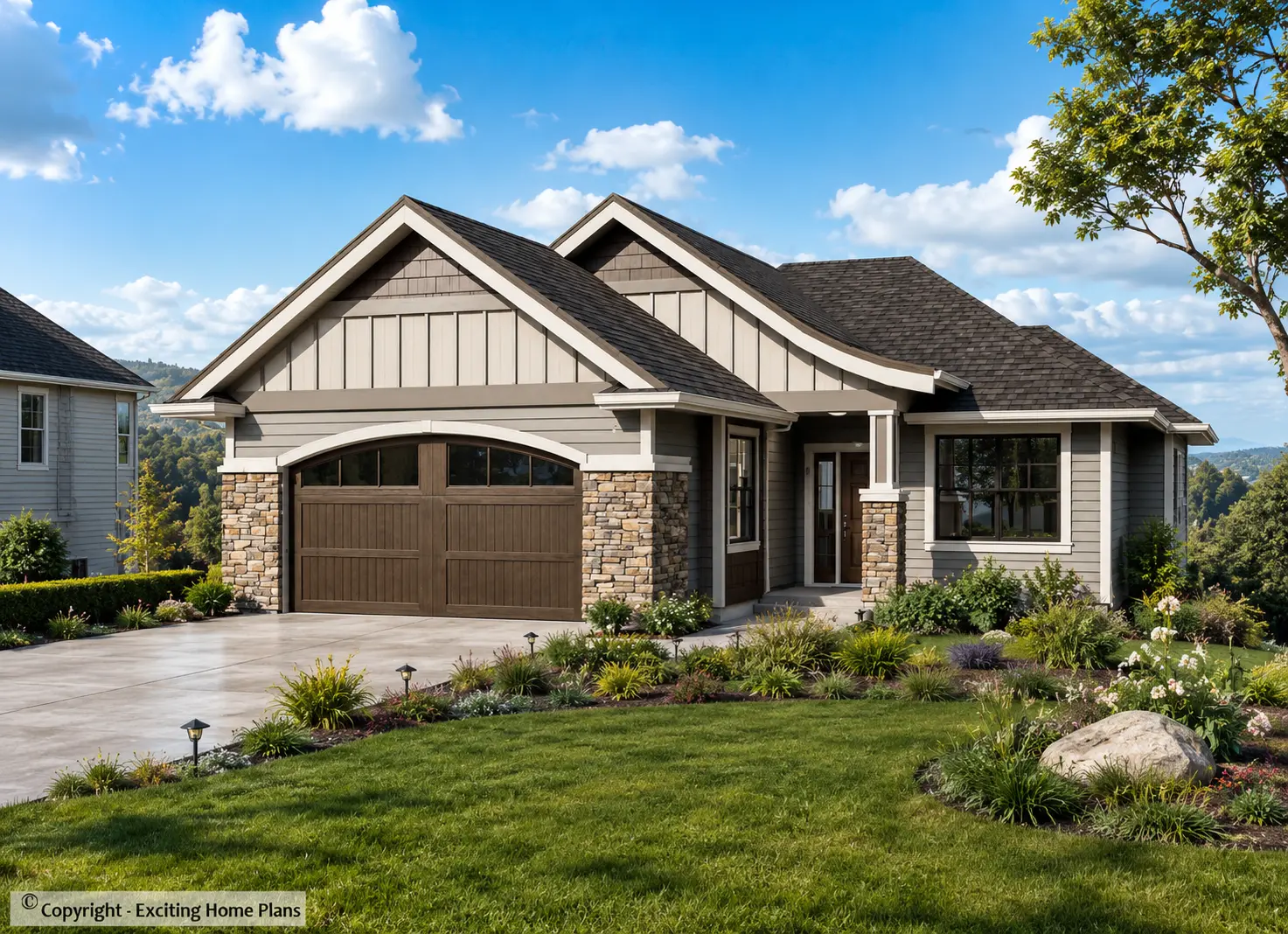 1-Story House Plan with Basement 1657 ft²: 3 Beds, Home Office, 2.5 Baths, Open Floor Plan, 2-Car Garage