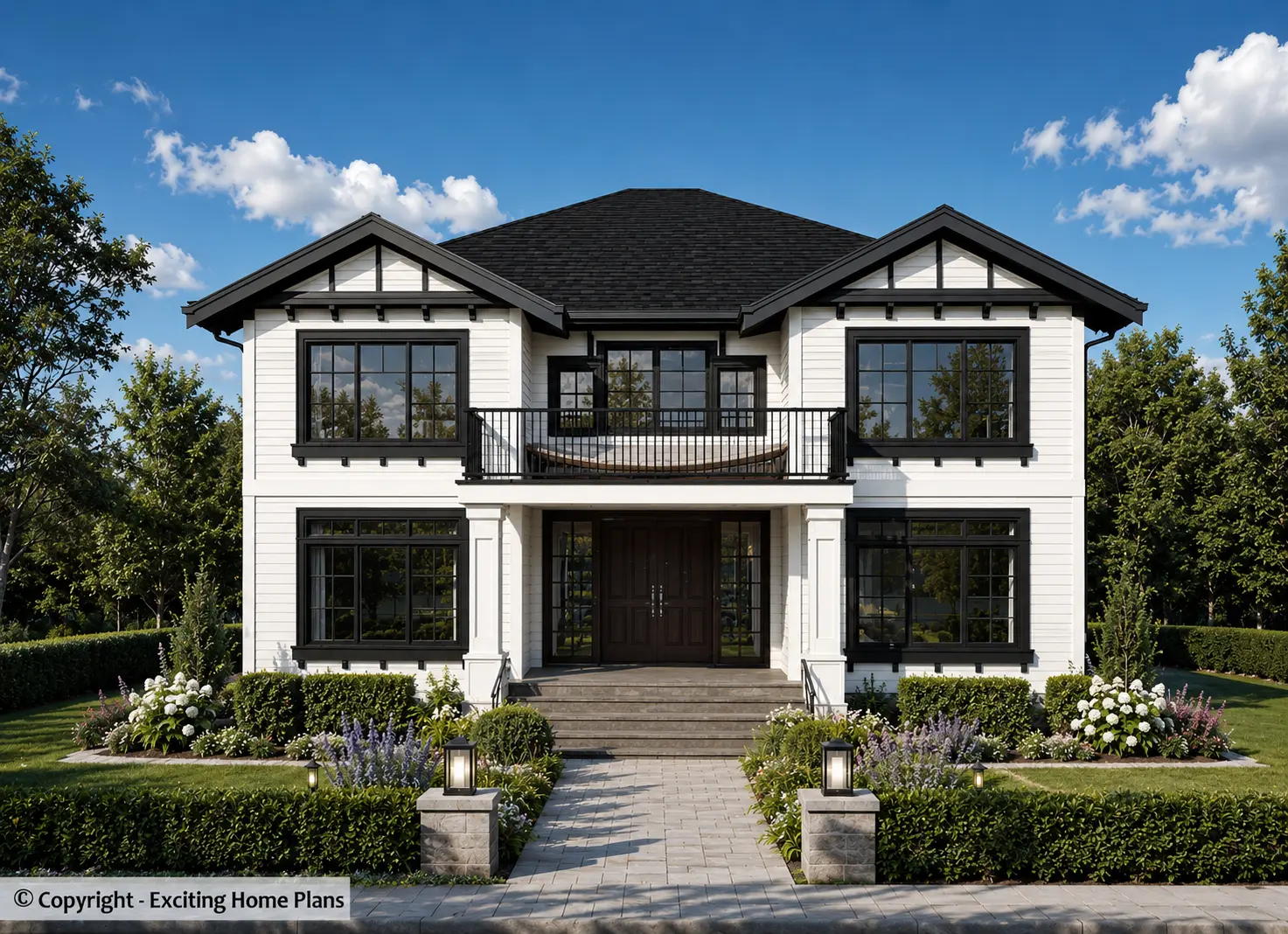 2-Story House Plan 3595 ft²: 6 Beds, Home Office, 4 Baths, Open Floor Plan, 2-Car Garage