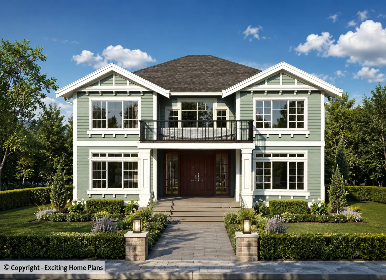 2-Story House Plan 3595 ft²: 6 Beds, Home Office, 4 Baths, Open Floor Plan, 2-Car Garage
