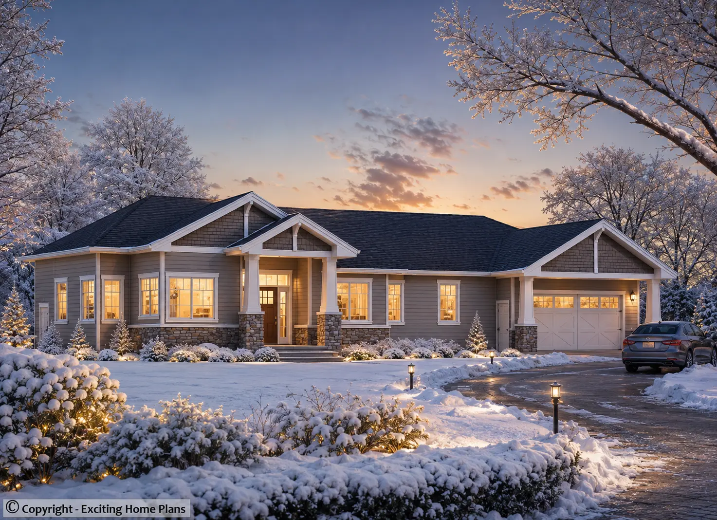 1-Story House Plan with Basement 1577 ft²: 3 Beds, Home Office, 2.5 Baths, Open Floor Plan, 2-Car Garage