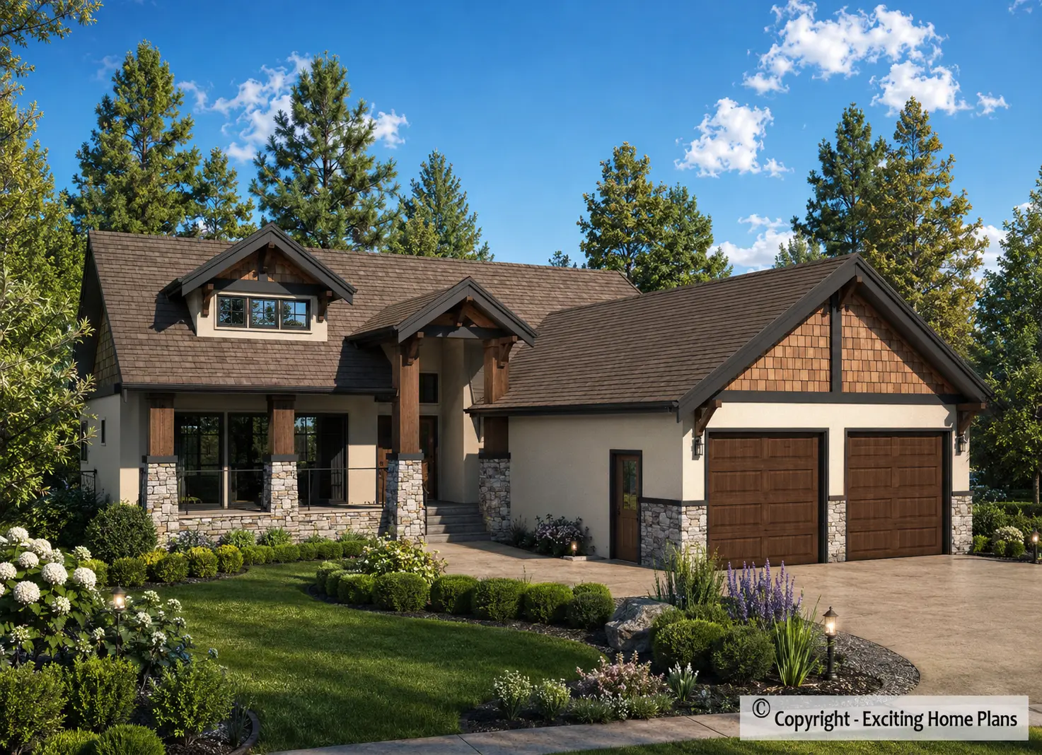 1-Story House Plan with Basement 1758 ft²: 5 Beds, Home Office, 3 Baths, Open Floor Plan, 2-Car Garage