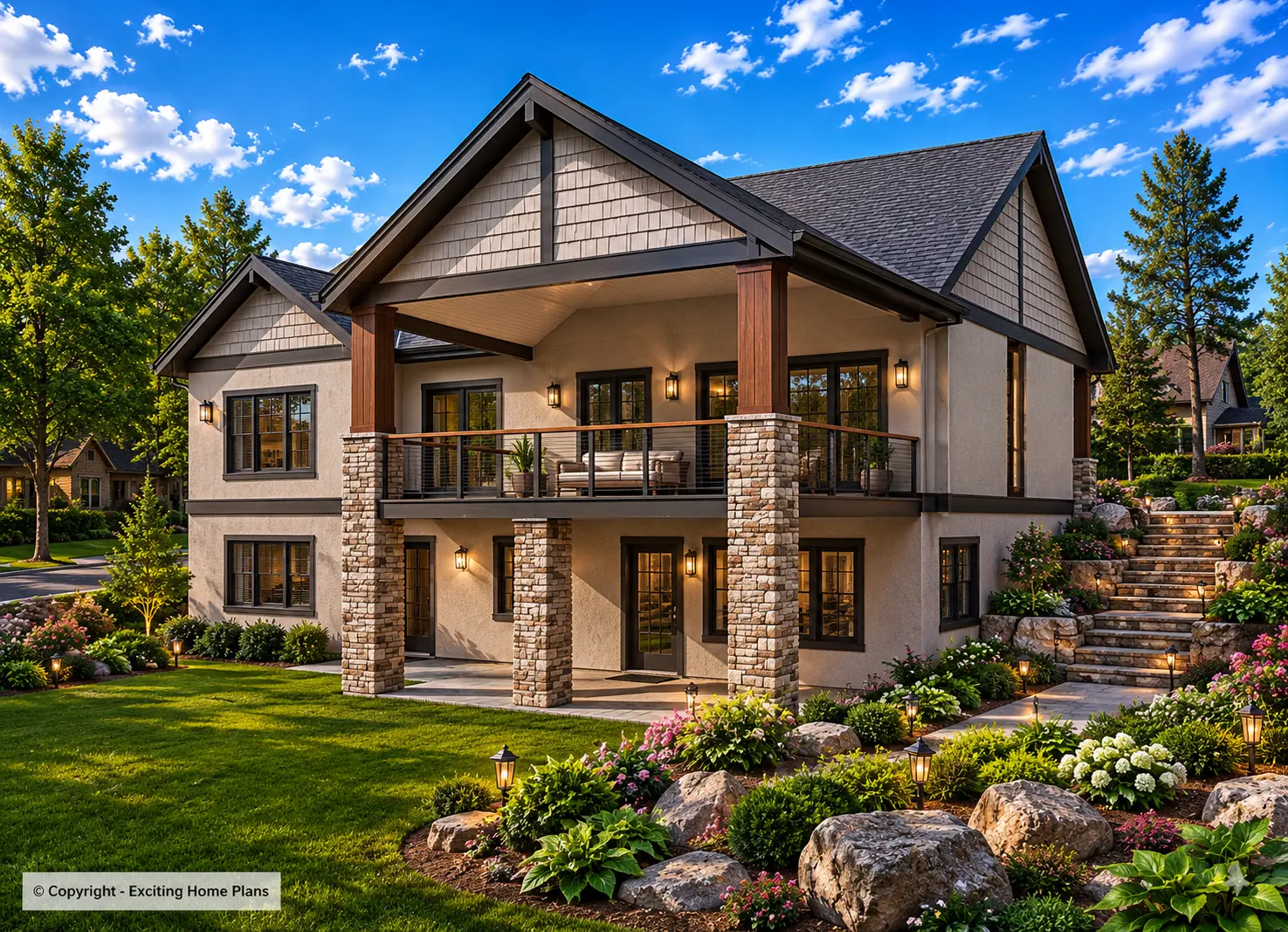 1-Story House Plan with Basement 1758 ft²: 5 Beds, Home Office, 3 Baths, Open Floor Plan, 2-Car Garage