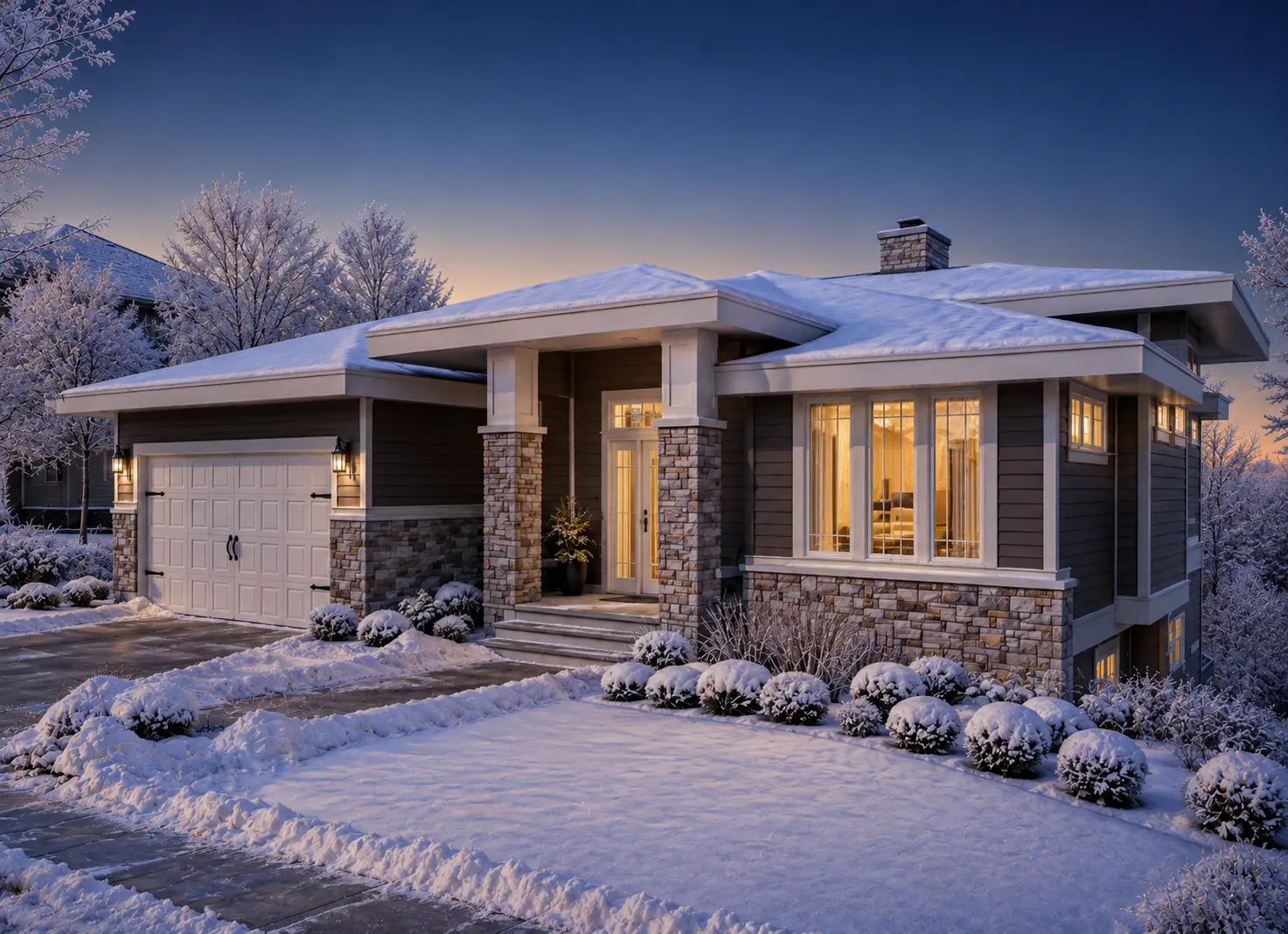 1-Story House Plan with Basement 1634 ft²: 3 Beds, Home Office, 2.5 Baths, 2-Car Garage