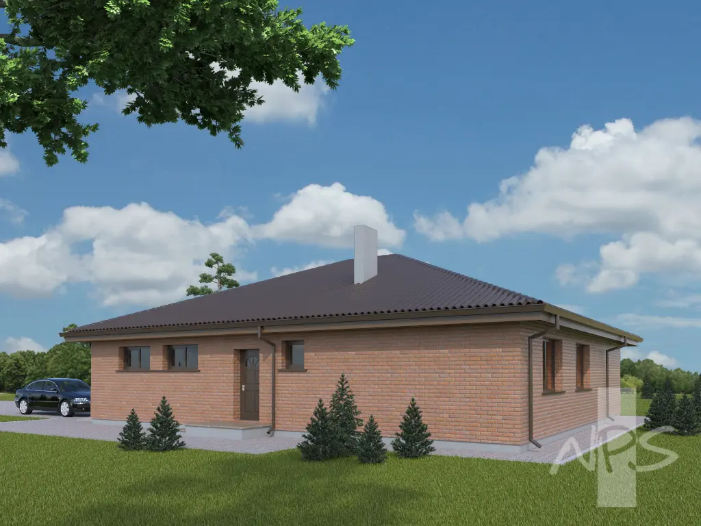 House Plan: 1424 ft², 1 Story, 3 Beds, 1 Baths, 2-Car Garage