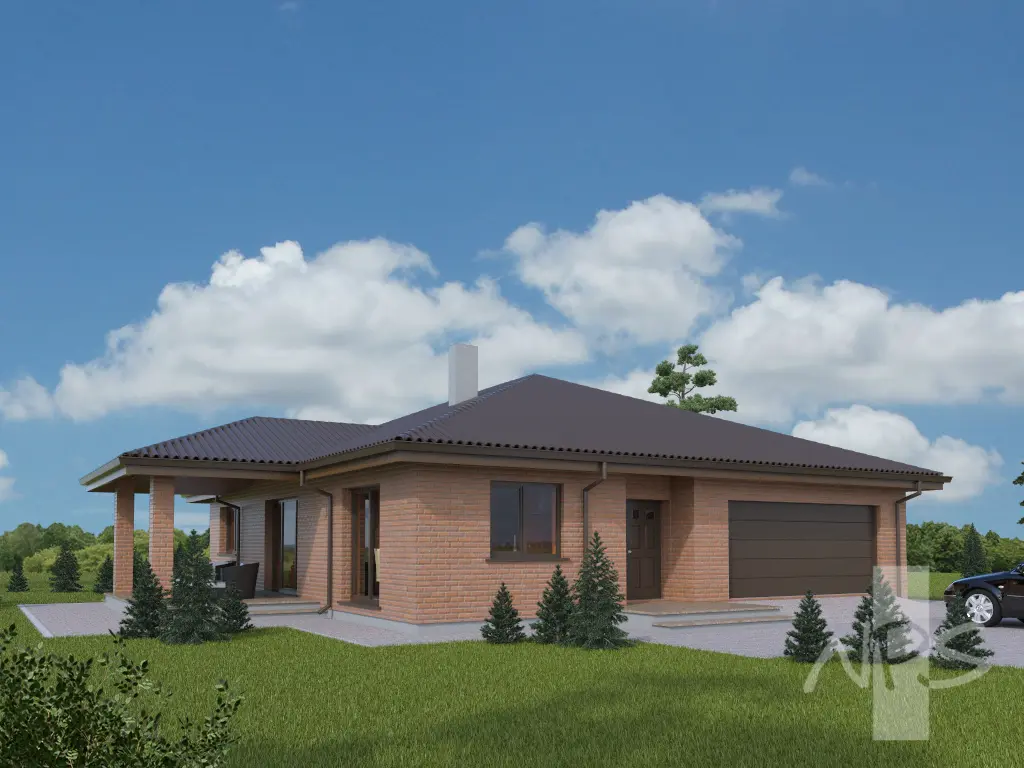 House Plan: 1424 ft², 1 Story, 3 Beds, 1 Baths, 2-Car Garage