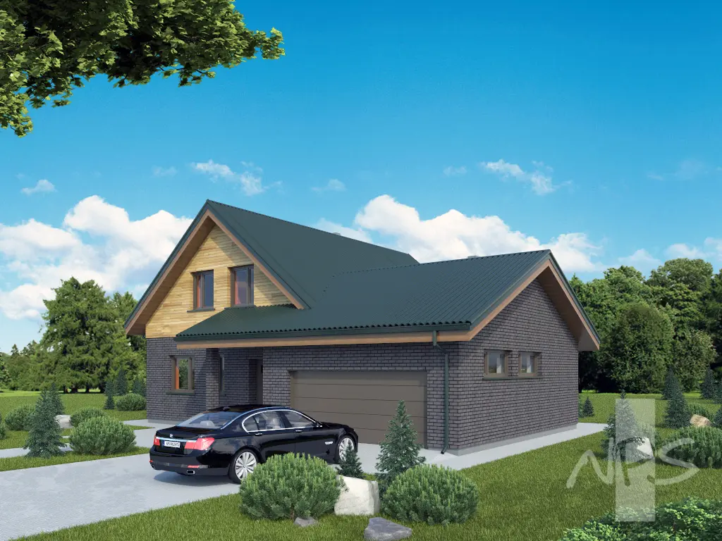 House Plan: 1897 ft², 1.5 Stories, 3 Beds, Home Office, 1.5 Baths, 2-Car Garage