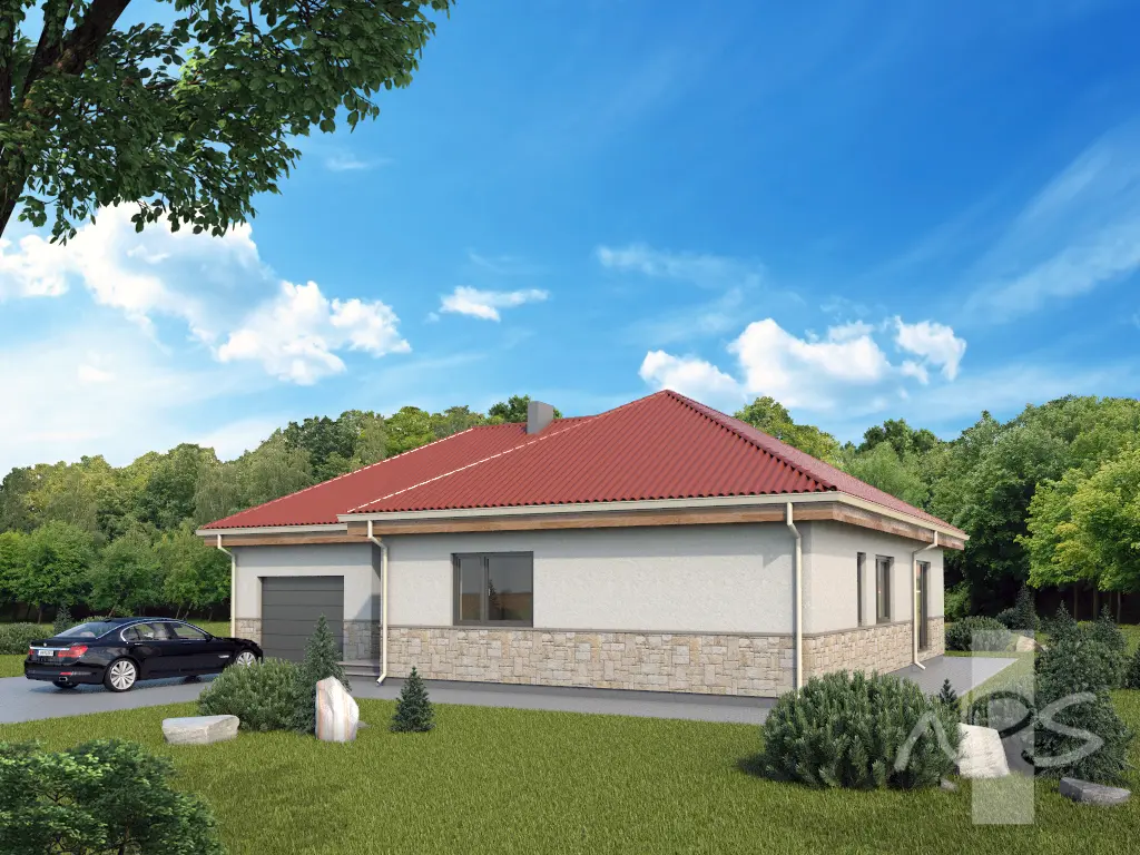 House Plan: 1296 ft², 1 Story, 2 Beds, 1.5 Baths, Open Floor Plan, 1-Car Garage