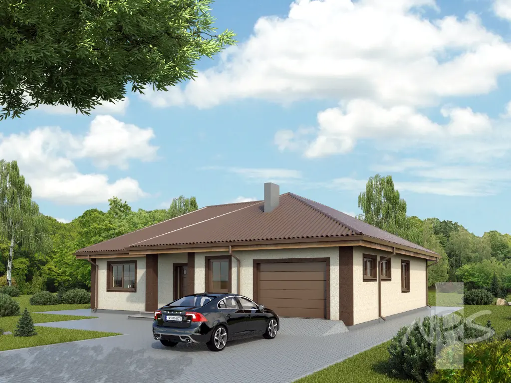 House Plan: 1308 ft², 1 Story, 3 Beds, 1 Baths, Open Floor Plan, 1-Car Garage