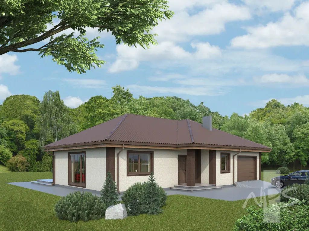 House Plan: 1308 ft², 1 Story, 3 Beds, 1 Baths, Open Floor Plan, 1-Car Garage