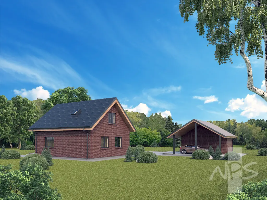 House Plan: 1058 ft², 1.5 Stories, 2 Beds, Home Office, 2 Baths, Open Floor Plan