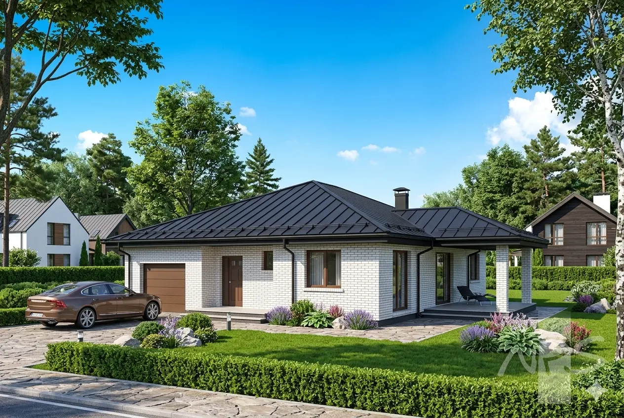 House Plan: 1537 ft², 1 Story, 3 Beds, 1.5 Baths, 1-Car Garage