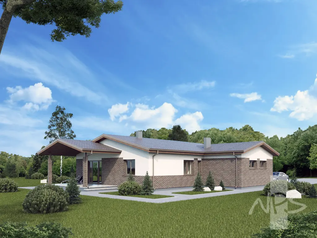 House Plan: 1448 ft², 1 Story, 3 Beds, Home Office, 1 Baths, 1-Car Garage