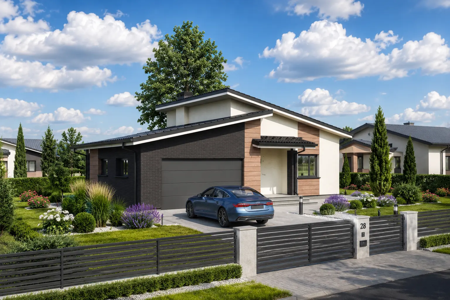 House Plan: 1345 ft², 1 Story, 3 Beds, 1 Baths, Open Floor Plan, 2-Car Garage