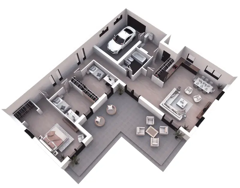 House Plan: 1547 ft², 1 Story, 3 Beds, 1 Baths, Open Floor Plan, 1-Car Garage