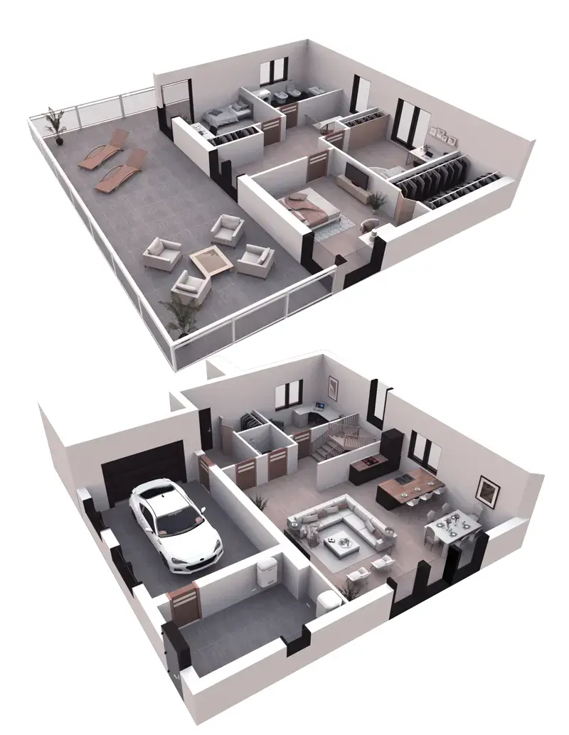 House Plan: 1530 ft², 2 Stories, 3 Beds, Home Office, 1.5 Baths, Open Floor Plan, 1-Car Garage