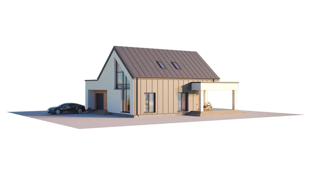 House Plan: 1617 ft², 1.5 Stories, 3 Beds, Home Office, 2 Baths, Open Floor Plan, 1-Car Garage