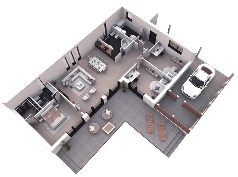 House Plan: 1371 ft², 1 Story, 3 Beds, 2 Baths, Open Floor Plan, Carport